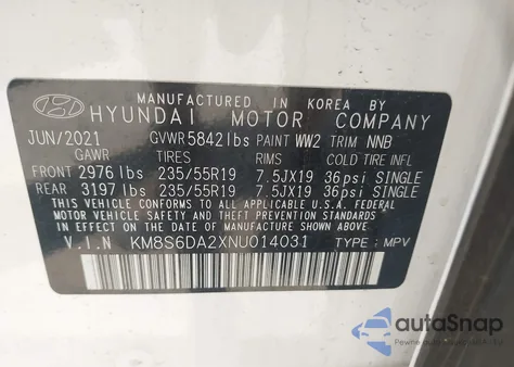 2022 Hyundai Santa Fe Plug-In Hybrid Sel Convenience from USA, damaged, VIN KM8S6DA2XNU014031